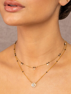 Droplet Choker & Round Halo Mangalsutra
