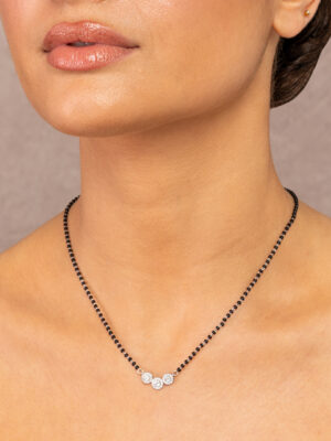 Round Halo Trilogy Full Bead Mangalsutra