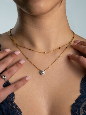 Alternate Diamond Bezel Choker & Round Halo Mangalsutra